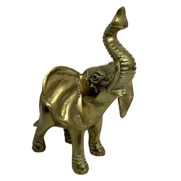 Solid Brass Elephant Figurine Lucky Trunk Up By Leonard Silver Mfg Co. Korea - Picture 4 of 9